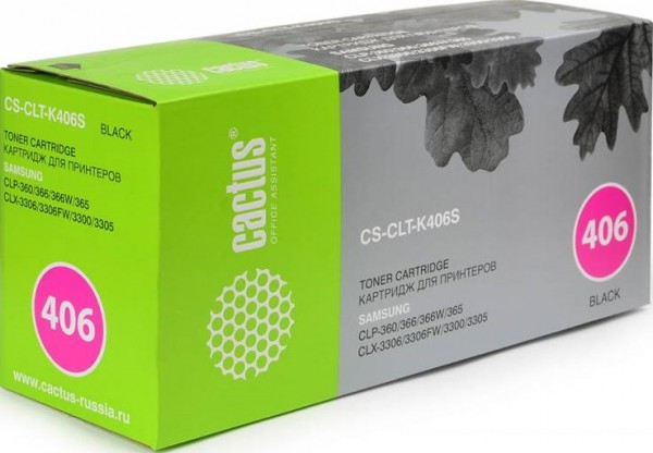 CLT-K406S Картридж Cactus CS-CLT-K406S для принтеров Samsung CLP-360/365/CLX-3300/3305 черный (1 500 стр.)