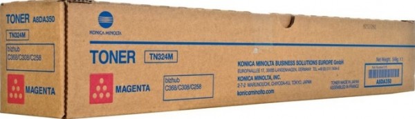 Картридж Konica-Minolta TN-324M (A8DA350) оригинальный для принтера Konica-Minolta bizhub C258/ C308/ C368, пурпурный, 26000 стр.