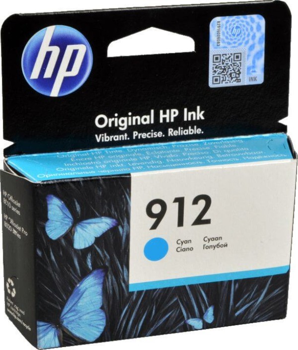 Картридж HP №912 (3YL77AE) Cyan оригинальный для HP OfficeJet Pro 8012/ 8013/ 8014/ 8022/ 8023, голубой, 315 стр.