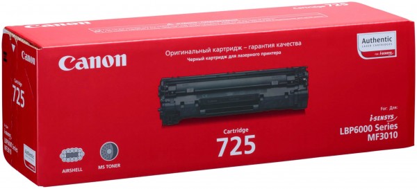 Картридж Canon 725 3484B005 / 3484B002 оригинальный для принтера Canon i-SENSYS LBP-6000, LBP-6000B black, 1600 страниц
