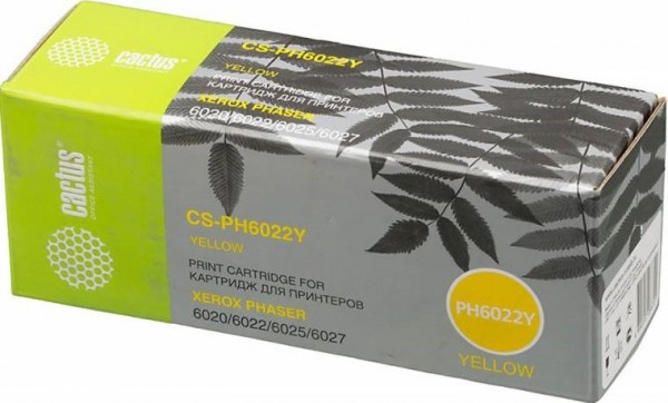 Картридж Cactus 106R02762 (CS-PH6022Y) для принтеров Xerox Phaser 6020/ 6022/ WorkCentre 6025/ 6027 желтый 1000 страниц