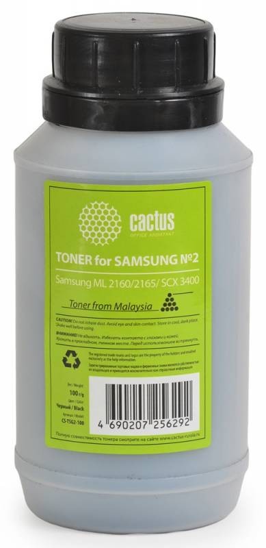 Тонер Cactus CS-TSG2-100 черный флакон 100гр. для принтера Samsung ML 2160/2165/ SCX 3400