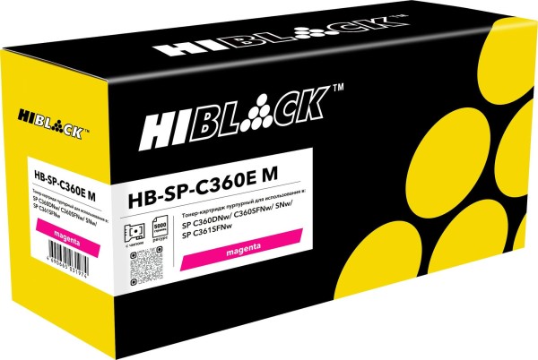 Тонер-картридж Hi-Black (HB-SPC360M) для Ricoh Aficio SPC360DNw/SFNw/SNw/SPC361SFNw, пурпурный, 5K (с чипом)