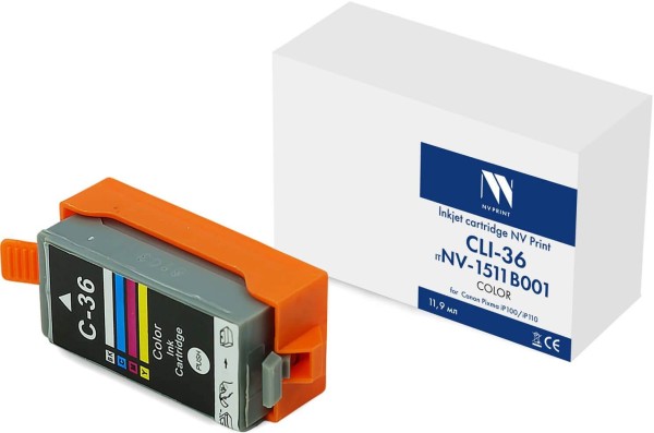  Картридж NV Print CLI-36 (NV-1511B001) Color для Canon Pixma iP100/ iP110, цветной, 11,9мл