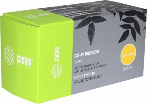 Картридж Cactus 106R02763 (CS-PH6022BK) для принтеров Xerox Phaser 6020/ 6022/ WorkCentre 6025/ 6027 черный 2000 страниц