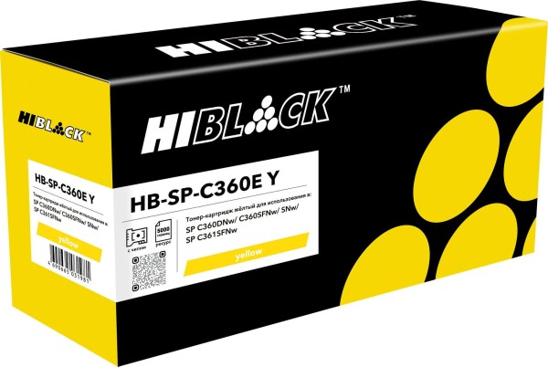 Тонер-картридж Hi-Black (HB-SPC360Y) для Ricoh Aficio SPC360DNw/SFNw/SNw/SPC361SFNw, желтый, 5K (с чипом)