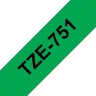 Картридж Brother TZE-751 (TZe751) оригинальный для Brother P-Touch, лента 24мм*8м, чёрный на зелёном