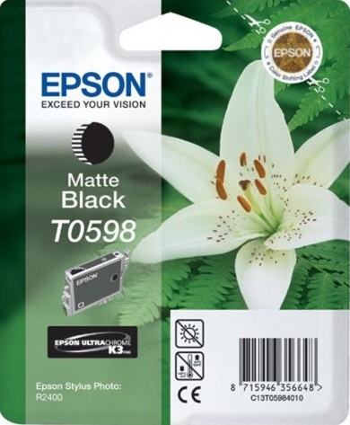 Epson C13T05984010 T0598 оригинальный картридж для Epson R2400, Matt Black (cons ink)