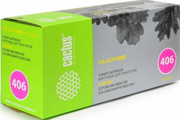 CLT-Y406S Картридж Cactus CS-CLT-Y406S для принтеров Samsung CLP-360/365/CLX-3300/3305 желтый (1 000 стр.)