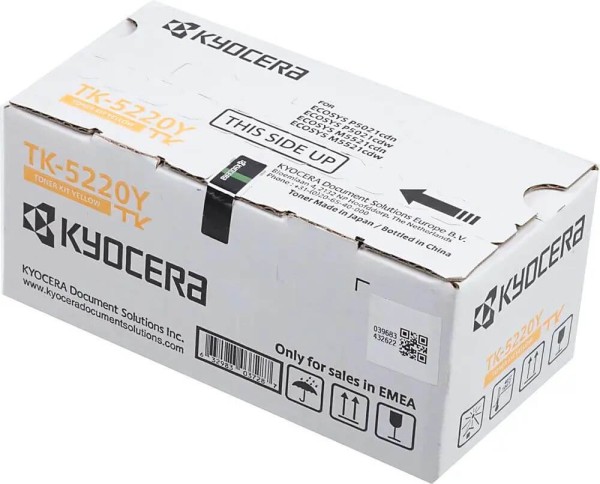 Картридж Kyocera TK-5220Y (1T02R9ANL1) оригинальный для принтера  Kyocera EcoSys P5021cdn/ P5021cdw, M5521cdn/ M5521cdw, yellow, 1200 страниц