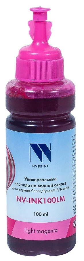 Чернила NV Print универсальные NV-INK100 Light Magenta для принтеров Canon/ Epson/ HP/ Lexmark, 100 мл