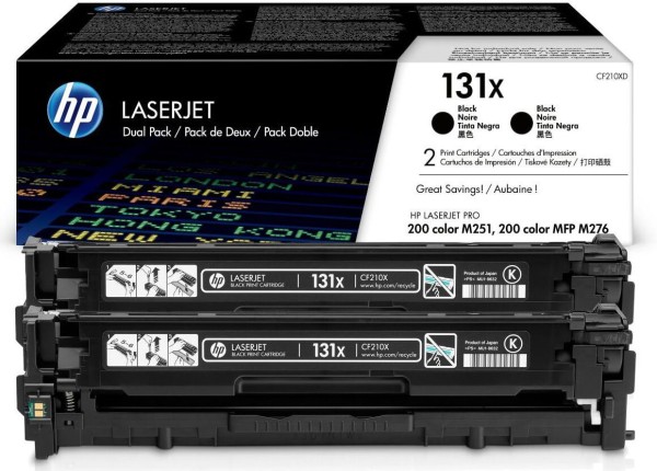 Картридж HP CF210XD (131X) Black оригинальный для HP Color LaserJet Pro 200 M251/ MFP M276, чёрный, увеличенный, двойная упаковка, 2*2400 страниц