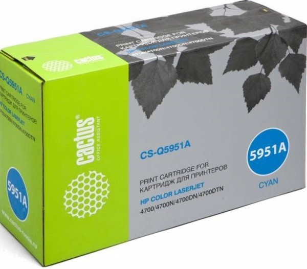 Картридж Cactus Q5951AV (CS-Q5951AV) для принтеров HP LaserJet 4700 голубой 10000 страниц