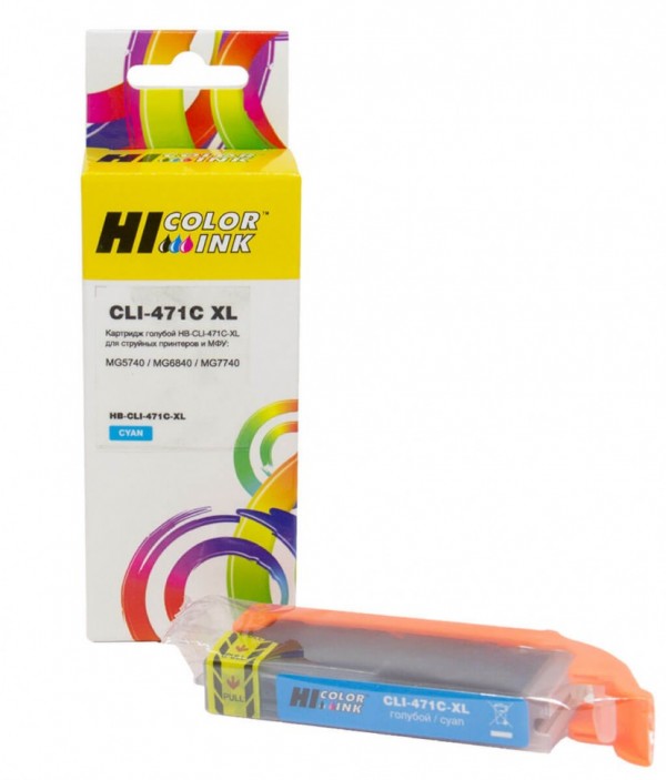 Картридж Hi-Black (CLI-471XLC) для Canon CMG5740/ MG6840/ MG7740, Cyan