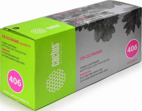 CLT-M406S Картридж Cactus CS-CLT-M406S для принтеров Samsung CLP-360/365/CLX-3300/3305 пурпурный (1 000 стр.)