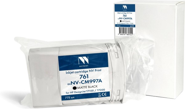 Картридж NV Print №761 (NV-CM997A) Matte Black для HP DesignJet T7100/ T7200, матовый чёрный, увеличенный, 775 мл
