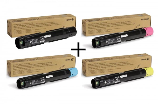 Комплект оригинальных тонер-картриджей Xerox 106R03745 + 106R03746 + 106R03747 + 106R03748 для Xerox VersaLink C7020/ 7025/ 7030 чёрный (23600 стр) цветные (16500 стр) 4штуки