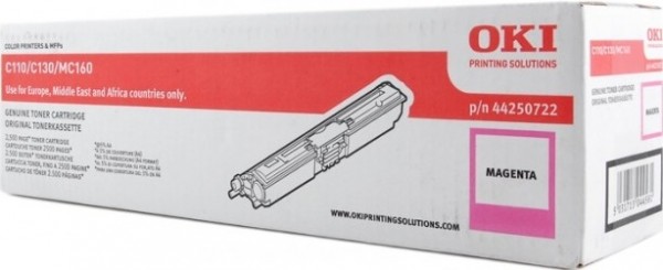 Картридж OKI (44250730/44250722) оригинальный для принтера OKI C110/ C130/ MC160, пурпурный, 2500 стр.