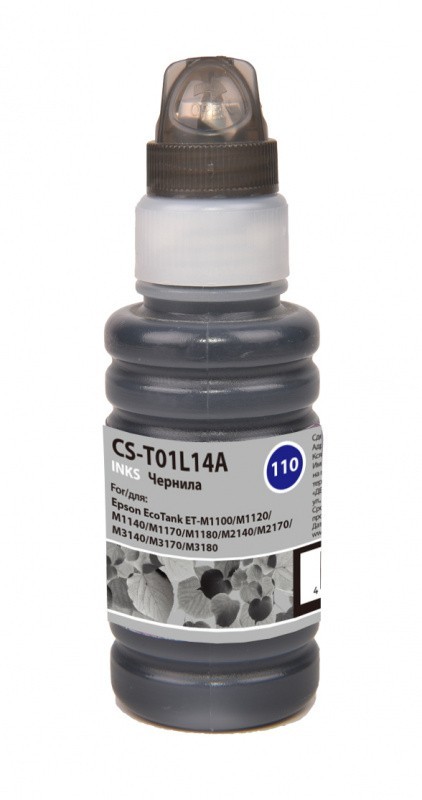 Чернила Cactus CS-T01L14A для принтеров Epson M1100/ M1120/ M1170/ M2140/ M2170, черный 70мл