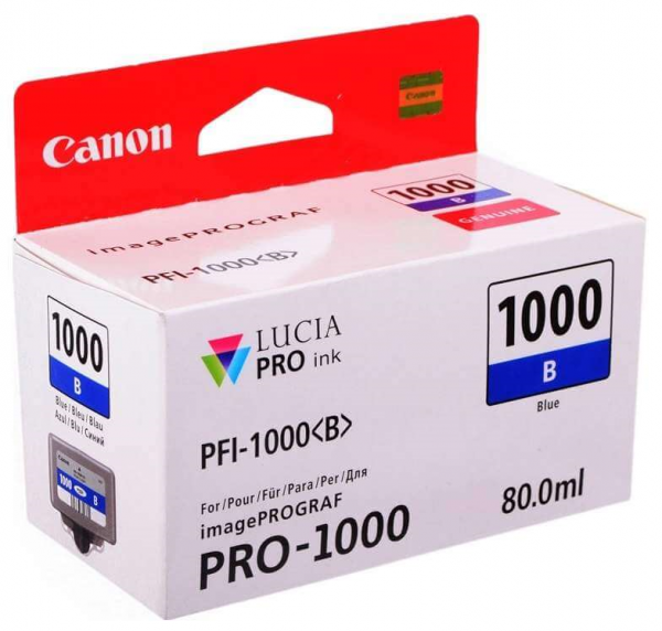 Картридж оригинальный Canon PFI-1000 B 0555C001 для принтера Canon Pixma MG5740/ MG6840/ MG7740, Blue, 80 мл
