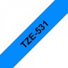 Картридж Brother TZE-531 (TZe531) оригинальный для Brother P-Touch, лента 12мм*8м, чёрный на синем