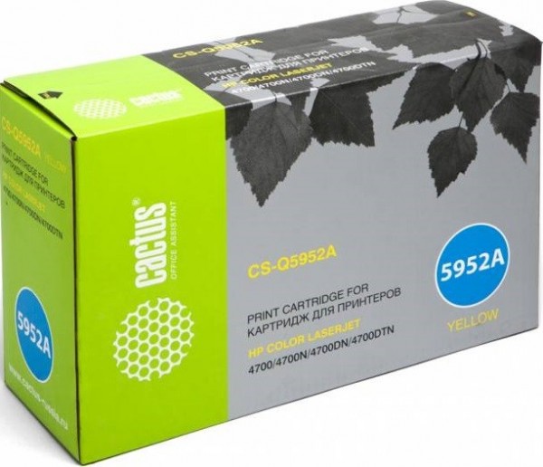 Картридж Cactus Q5952AV (CS-Q5952AV) для принтеров HP Color LaserJet 4700 желтый 10000 страниц