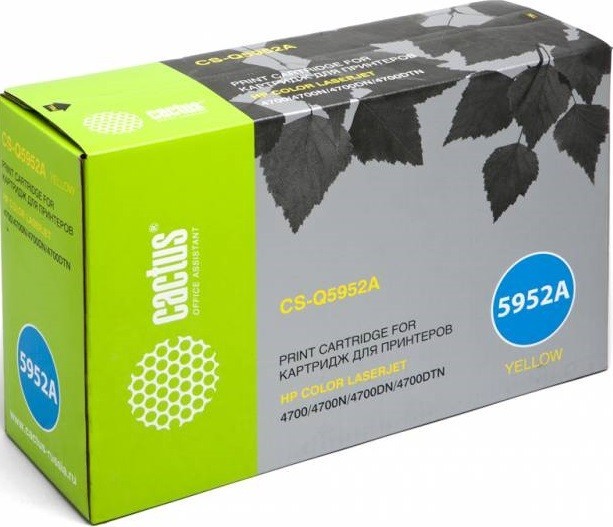 Картридж Cactus Q5952AV (CS-Q5952AV) для принтеров HP Color LaserJet 4700 желтый 10000 страниц