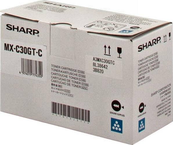 Картридж Sharp (MX-C30GT-C/ MXC30GTC) оригинальный для Sharp MX-C300WR/ MX-C301/ MX-C300W, голубой, 6000 стр.