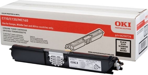 Картридж OKI (44250732/44250724) оригинальный для принтера OKI C110/ C130/ MC160, черный, 2500 стр.