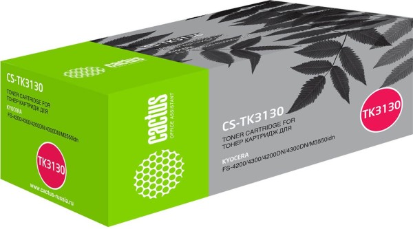 Картридж Cactus TK-3130 (CS-TK3130) для принтеров Kyocera Mita FS 4200/ 4300/ 4200DN/ 4300DN/ M3550idn Ecosys/ 60idn черный 25000 страниц