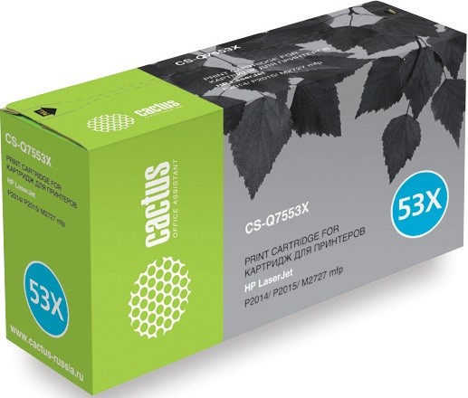 Cactus Q7553X (CS-Q7553XS) Картридж для принтеров HP LJ P2014/ P2015/ P2015d/ P2015dn/ P2015N/ P2015X/ M2727 MFP/ LBP-3310/ 3370, черный 7к (новый, совместимый)