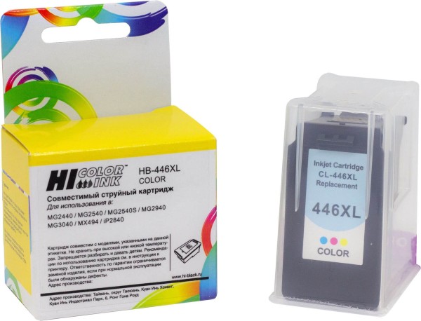 Картридж Hi-Black (HB-CL-446XL) для Canon PIXMA MG2440/ MG2540/ MG2940/ MG3040/ MX494/ iP2840, Color