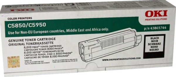 Картридж OKI (43865724/43865744) оригинальный для принтера OKI MC560/ C5850/ C5950, чёрный, 8000 стр.