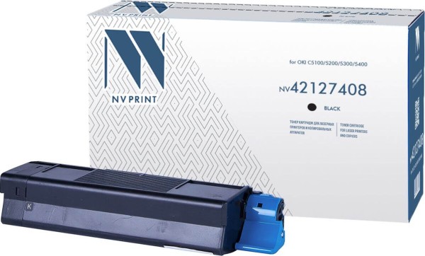 Картридж NV Print 42127408 Черный для принтеров Oki C5100/ 5200/ 5300/ 5400, 5000 страниц