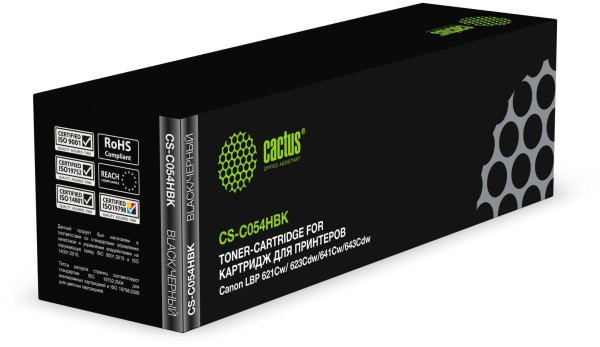 Картридж Cactus 054HBK (CS-C054HBK) Black для Canon LBP 621Cw/ 623Cdw/ 641Cw/ 643Cdw, чёрный, увеличенный, 3100 стр.