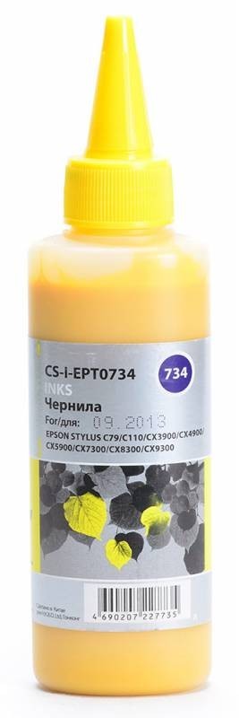 Чернила Cactus CS-I-EPT0734 для принтеров Epson St С79/ C110/ СХ3900/ CX4900/ CX5900, желтый 100мл
