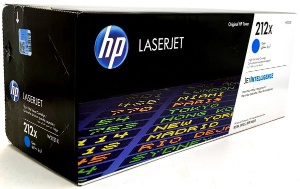 Картридж HP 212X (W2121X) оригинальный для принтера HP CLJ Enterprise M554/ M555/ M578, голубой, 10000 страниц