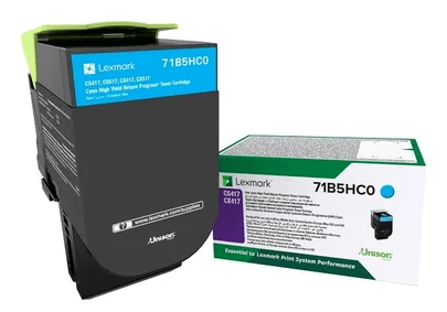 Картридж Lexmark 71B5HC0 оригинальный для Lexmark CS417dn/ CS517de/ CX417dn/ CX517de, Return Program, cyan, увеличенный, 3500 стр.