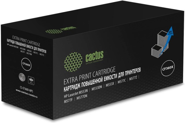 Картридж Cactus CF360XX (CS-CF360X-MPS) Black для HP Color LaserJet M552dn/ M553dn/ M553N/ M553x, чёрный, увеличенный, 19000 стр.