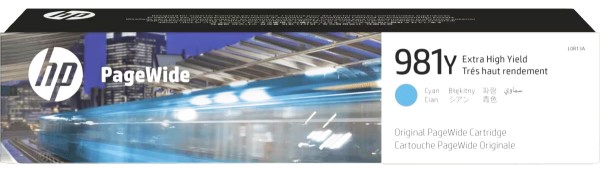 Картридж HP L0R13A (№981Y) оригинальный для HP PageWide Enterprise Color 556dn/ 556xh/ 586dn/ 586f/ 586z, голубой, 16000 стр.