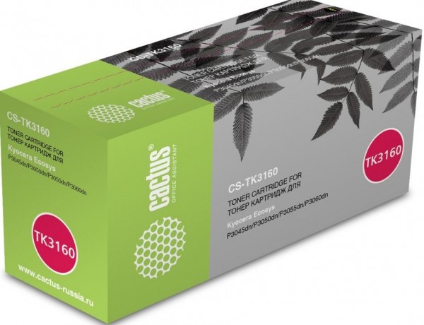 Картридж Cactus TK-3160 (CS-TK3160) для принтеров Kyocera Ecosys P3045dn/ P3050dn/ P3055dn/ P3060dn черный 12500 страниц