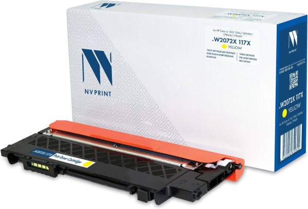 Картридж NV Print W2072X 117X Yellow совместимый для принтеров HP Color LaserJet 150A/ 150NW/ 178NW/ 179MFP, жёлтый, 1300 страниц
