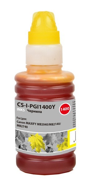 Чернила Cactus CS-I-PGI1400Y для принтеров Canon MAXIFY MB2040/ MB2140/ MB2740, желтый 100мл