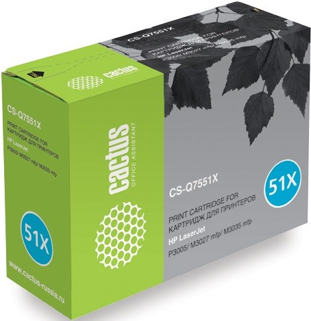 Cactus Q7551X Картридж для принтеров HP LJ P3005/ M3035/ P3050D/ N/ DN/ X, черный 13к (новый, совместимый)