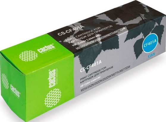 Cactus CF401A Картридж CS-CF401A голубой для принтеров HP CLJ M252/ 252N/ 252DN/ 252DW/ M277n/ M277DW, 1 400 стр.