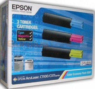 C13S050287 оригинальный картридж Epson для принтера Epson C1100 AcuLaser комплект 3 цвета 1,5к