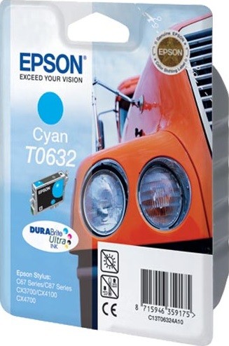 Epson C13T06324A10 T0632 оригинальный картридж для Epson C67/ 87/ CX3700/ 4100/ 4700, Cyan, (cons ink)