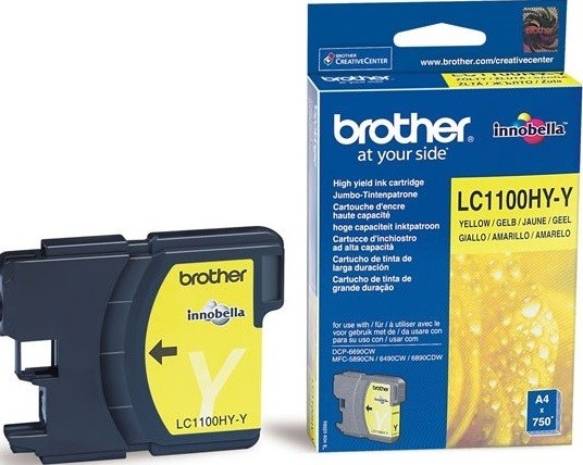 Картридж Brother LC-1100HYY (LC1100HYY) оригинальный для Brother DCP-6690CW/ MFC-5890CN/ 6490CW/ 6890CDW, жёлтый, 750 стр.