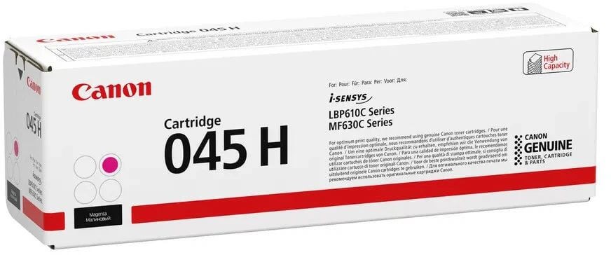 Картридж Canon 045HM (1244C002) Magenta оригинальный для Canon i-SENSYS LBP611Cn / LBP613Cdw, пурпурный, увеличенный, 2200 страниц