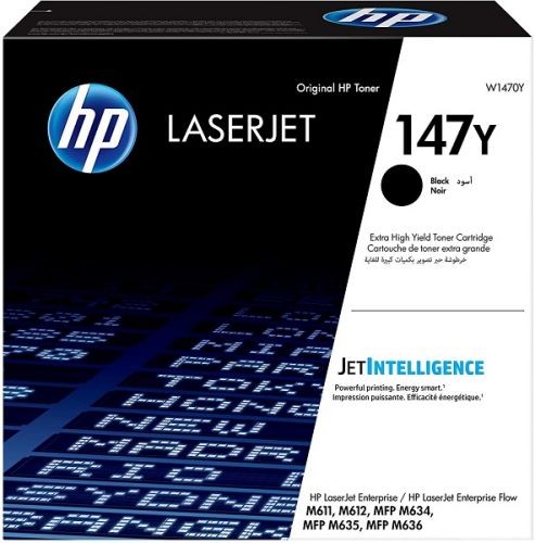 Картридж HP 147X (W1470Y) оригинальный для принтера HP LaserJet Enterprise M611dn / M612dn/ M636z/ M635z, черный, 42000 стр.
